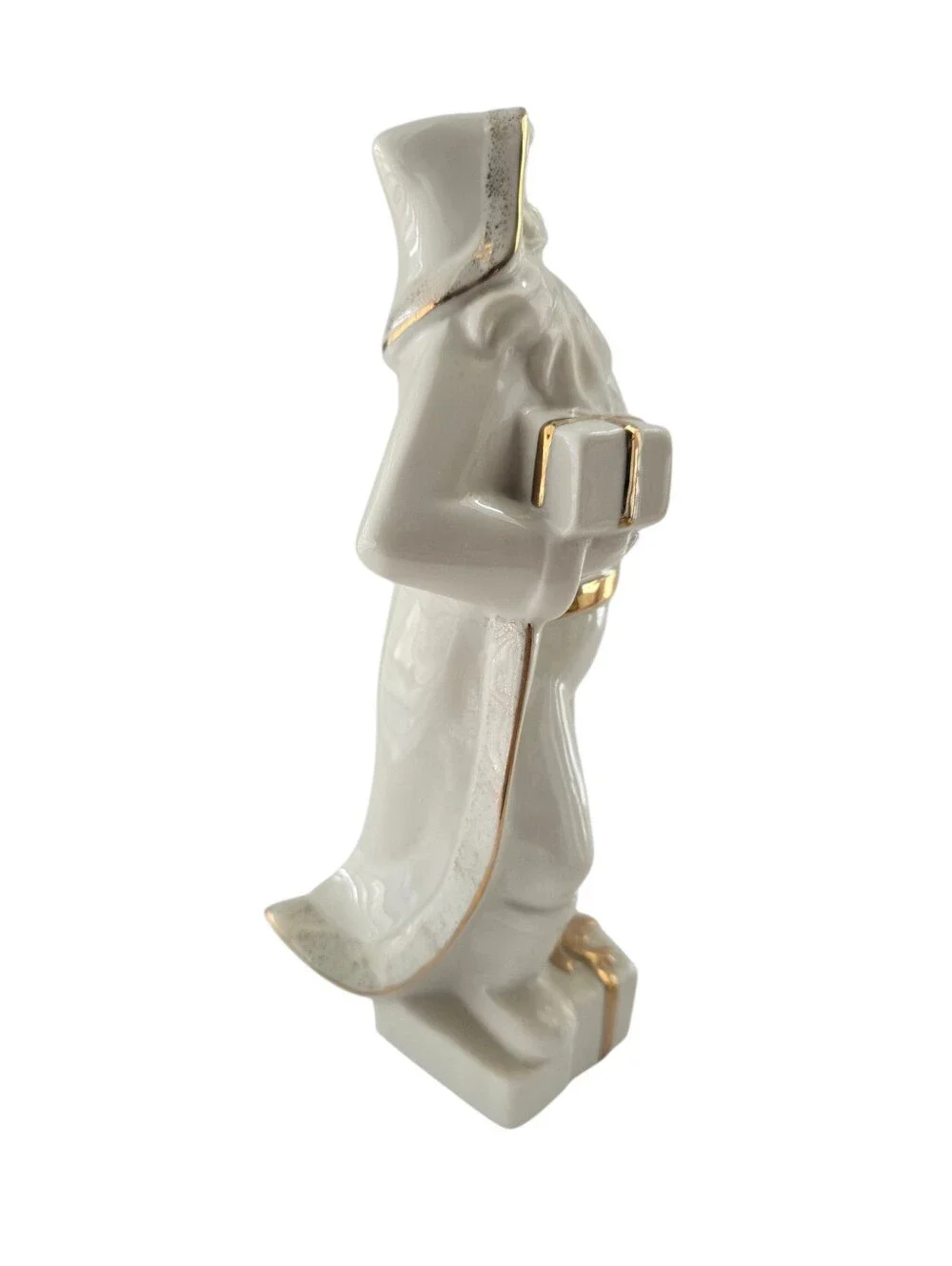Mikasa Christmas Harmony “Santa & Presents” Porcelain Figurine 10” White Gold